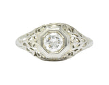 1930's 0.33 CTW Diamond 18 Karat White Gold Art Deco Engagement Ring Wilson's Estate Jewelry