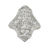 1930's 0.35 CTW Diamond Platinum Art Deco Dinner Ring Wilson's Estate Jewelry