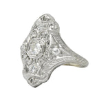 1930's 0.35 CTW Diamond Platinum Art Deco Dinner Ring Wilson's Estate Jewelry