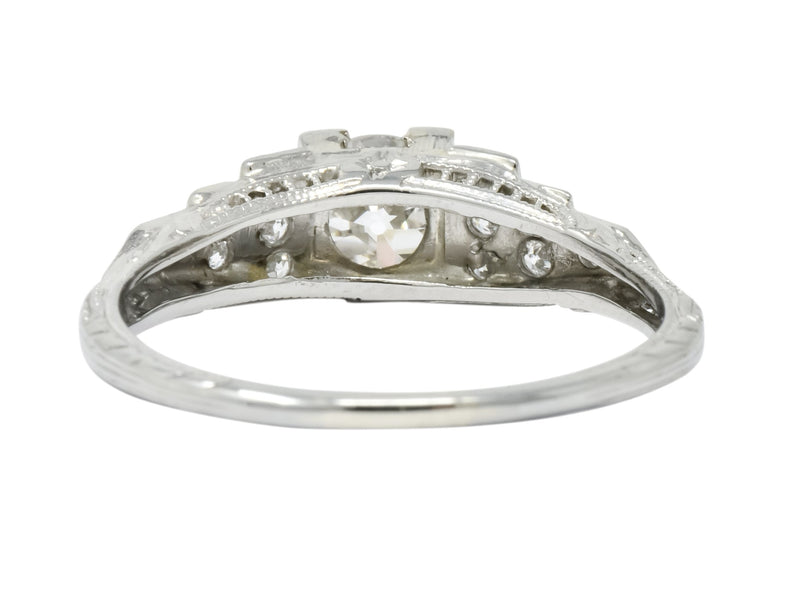 1930's Art Deco 0.81 CTW Diamond 18 Karat White Gold Engagement Ring - Wilson's Estate Jewelry