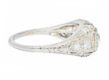 1930's Art Deco 1.16 CTW Diamond Platinum Three Stone Dinner Ring - Wilson's Estate Jewelry