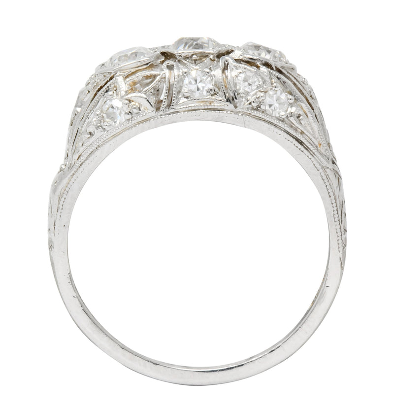 1930's Art Deco 1.16 CTW Diamond Platinum Three Stone Dinner Ring - Wilson's Estate Jewelry