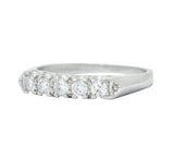 1940 Retro Round Brilliant Diamond Platinum Fishtail Band Stacking Ring - Wilson's Estate Jewelry