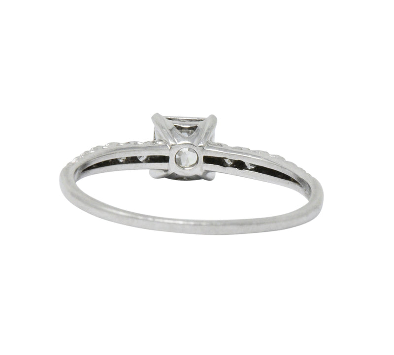 1940's Retro 0.53 CTW Diamond Platinum Fishtail Engagement Ring Wilson's Estate Jewelry