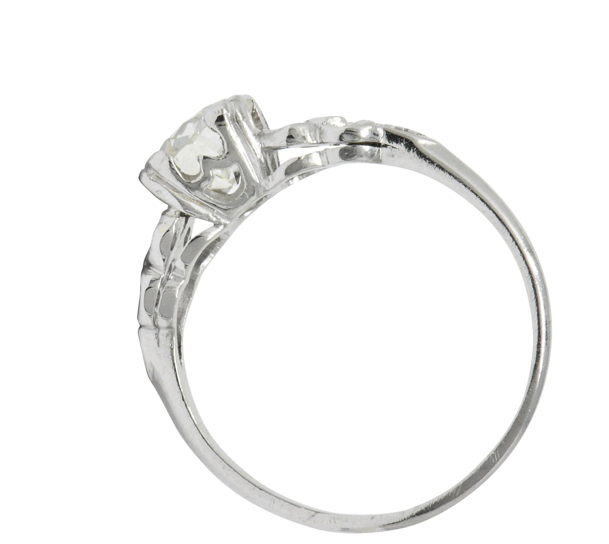 Retro 1.21 CTW Diamond Platinum Floral Engagement Ring GIA Wilson's Estate Jewelry