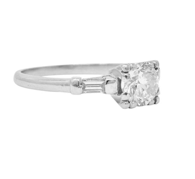 1940's Retro 1.08 CTW Diamond Platinum Engagement Ring - Wilson's Estate Jewelry