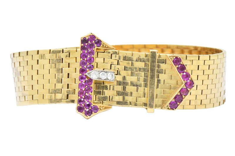 Retro Ruby and Diamond Belt Bracelet