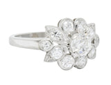 1940's Retro 1.42 CTW Diamond Platinum Foliate Cluster Engagement Ring - Wilson's Estate Jewelry