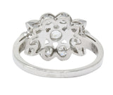 1940's Retro 1.42 CTW Diamond Platinum Foliate Cluster Engagement Ring - Wilson's Estate Jewelry