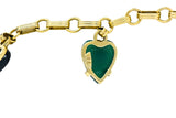 1940's Retro Agate 14 Karat Gold Heart Charm Bracelet - Wilson's Estate Jewelry