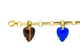 1940's Retro Agate 14 Karat Gold Heart Charm Bracelet - Wilson's Estate Jewelry