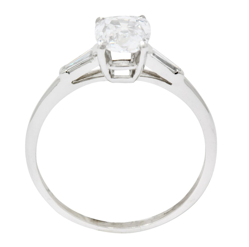 1950’s Mid-Century 1.13 CTW Diamond Platinum Engagement Ring GIA - Wilson's Estate Jewelry