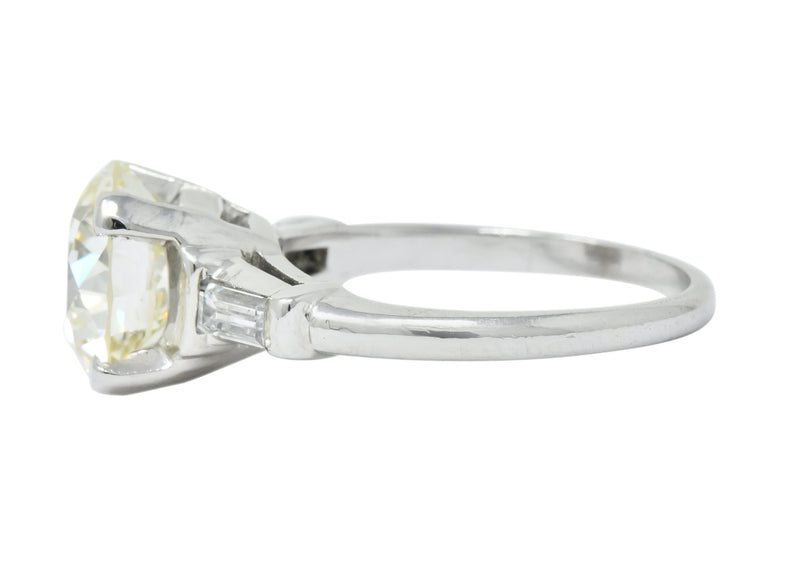 1950's Mid-Century 3.85 CTW Diamond Platinum Engagement Ring GIA - Wilson's Estate Jewelry