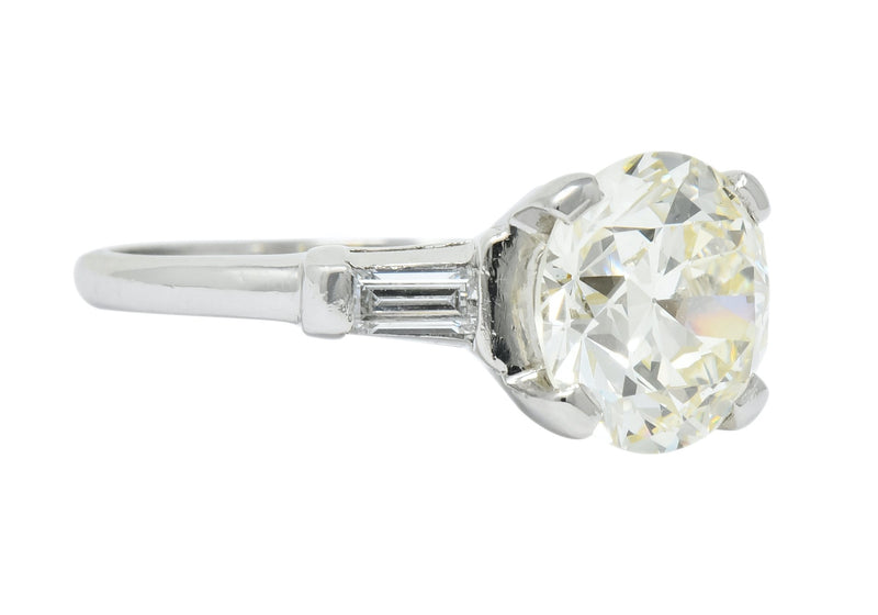 1950's Mid-Century 3.85 CTW Diamond Platinum Engagement Ring GIA - Wilson's Estate Jewelry