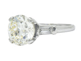 1950's Mid-Century 3.85 CTW Diamond Platinum Engagement Ring GIA - Wilson's Estate Jewelry