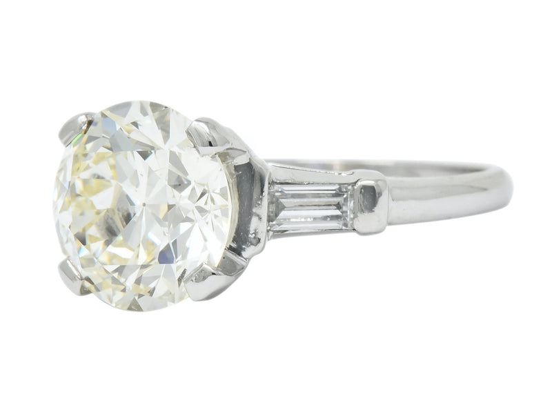 1950's Mid-Century 3.85 CTW Diamond Platinum Engagement Ring GIA - Wilson's Estate Jewelry