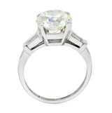 1950's Mid-Century 3.85 CTW Diamond Platinum Engagement Ring GIA - Wilson's Estate Jewelry