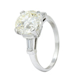 1950's Mid-Century 3.85 CTW Diamond Platinum Engagement Ring GIA - Wilson's Estate Jewelry