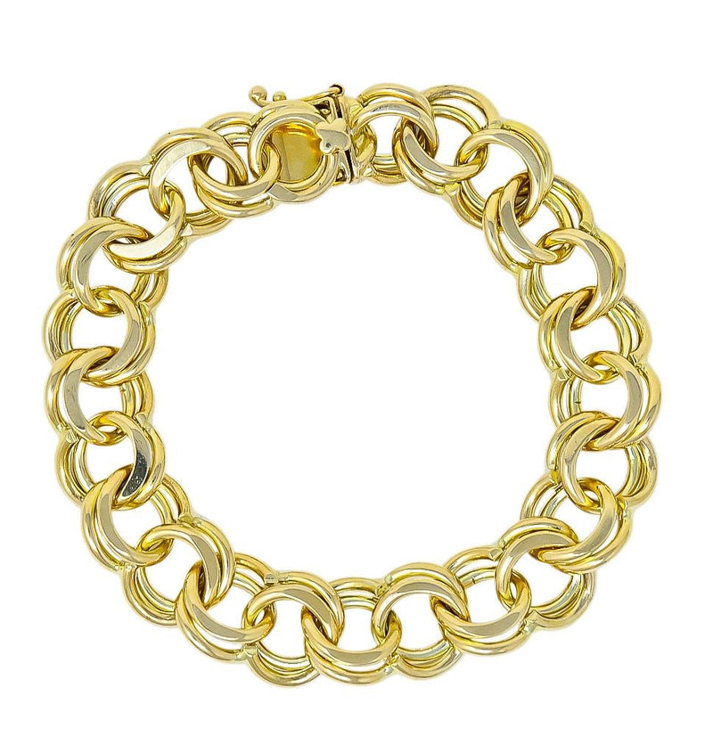 1960's Vintage 14 Karat Yellow Gold Curbed Link Charm Bracelet - Wilson's Estate Jewelry