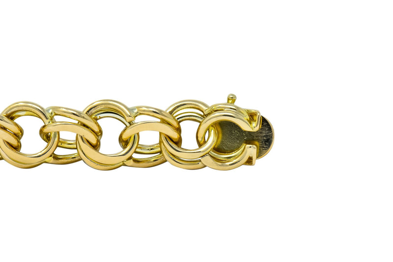 1960's Vintage 14 Karat Yellow Gold Curbed Link Charm Bracelet - Wilson's Estate Jewelry