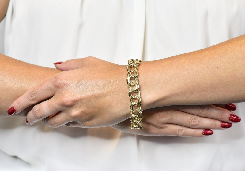 1960's Vintage 14 Karat Yellow Gold Curbed Link Charm Bracelet - Wilson's Estate Jewelry