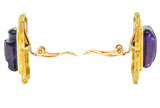 1970's Amethyst 14 Karat Yellow Gold Ear-Clip Earrings - Wilson's Estate Jewelry