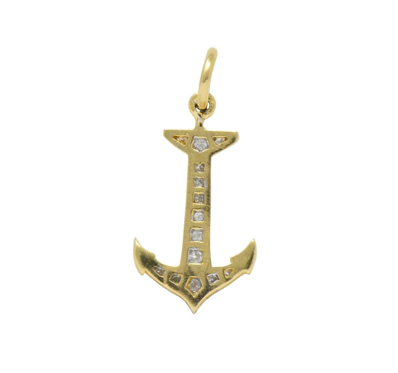 1980's 0.28 CTW Diamond 18 Karat Gold Anchor Charm Wilson's Estate Jewelry