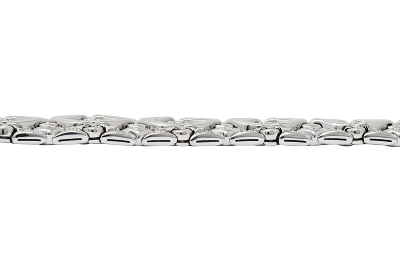 1980's Bulgari 2.40 CTW Diamond 18 Karat White Gold Trika Link Bracelet - Wilson's Estate Jewelry