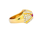 1980's Vintage 3.75 CTW Ruby Diamond 18 Karat Gold Statement Ring - Wilson's Estate Jewelry