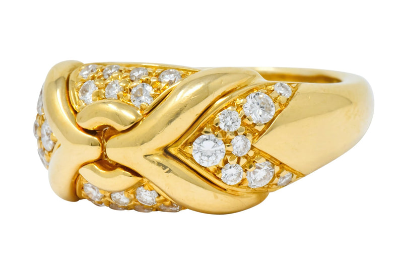 1980's Vintage Bulgari 0.82 CTW Diamond 18 Karat Gold Trika Band Ring - Wilson's Estate Jewelry