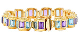 1990's Vintage Amethyst Blue Topaz 14 Karat Gold Link Bracelet - Wilson's Estate Jewelry