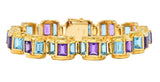 1990's Vintage Amethyst Blue Topaz 14 Karat Gold Link Bracelet - Wilson's Estate Jewelry