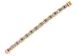 1990's Vintage Amethyst Blue Topaz 14 Karat Gold Link Bracelet - Wilson's Estate Jewelry