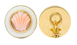 1990s Vintage Coral 14 Karat Gold Circular Shell Earrings - Wilson's Estate Jewelry