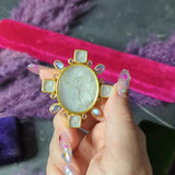 Elizabeth Locke Moonstone Venetian Glass Mother-Of-Pearl 18 Karat Gold Goddess Pegasus Vintage Pendant Brooch