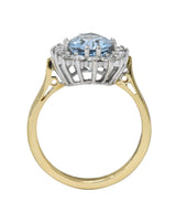 2.35 CTW Aquamarine Diamond 18 Karat Two-Tone Gold Cluster Ring - Wilson's Estate Jewelry