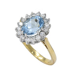 2.35 CTW Aquamarine Diamond 18 Karat Two-Tone Gold Cluster Ring - Wilson's Estate Jewelry