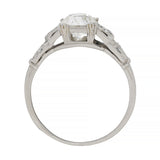 Art Deco 0.92 CTW Diamond Platinum Lotus Vintage Engagement Ring