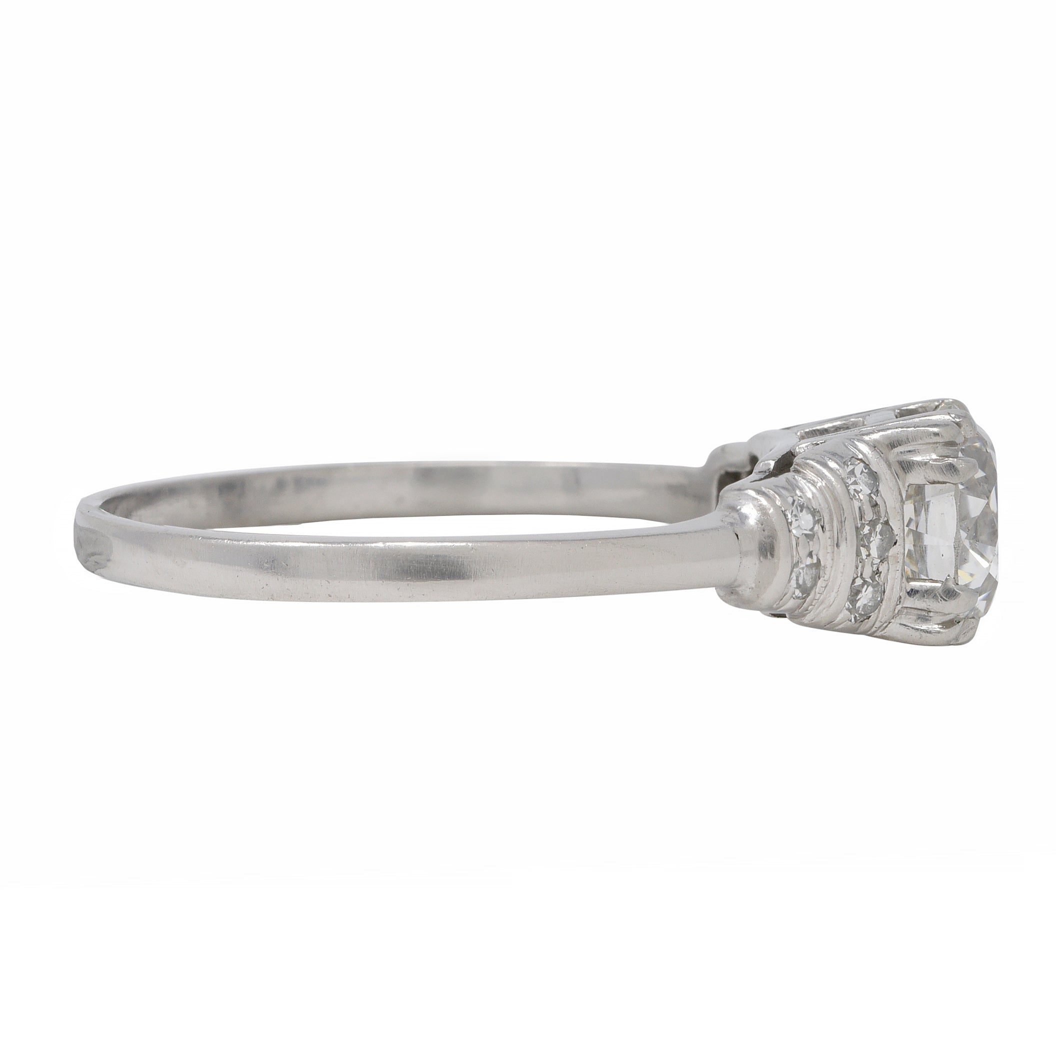 Mid-Century 1.16 CTW Diamond Platinum Tiered Vintage Engagement Ring GIA