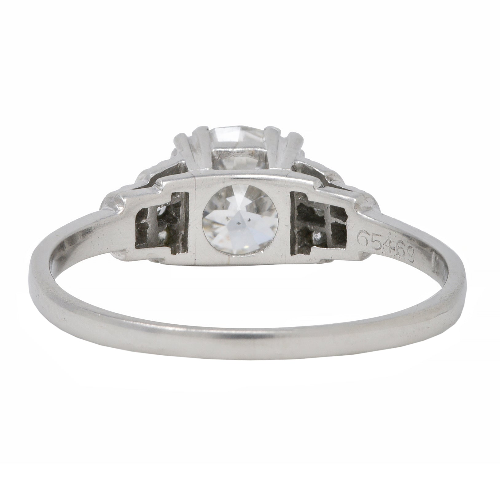 Mid-Century 1.16 CTW Diamond Platinum Tiered Vintage Engagement Ring GIA