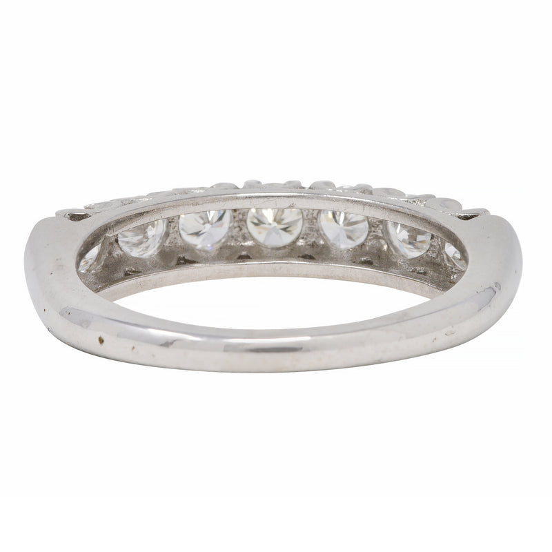 Mid-Century 0.70 CTW Diamond 14 Karat White Gold Fishtail Vintage Band Ring
