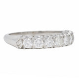 Mid-Century 0.70 CTW Diamond 14 Karat White Gold Fishtail Vintage Band Ring