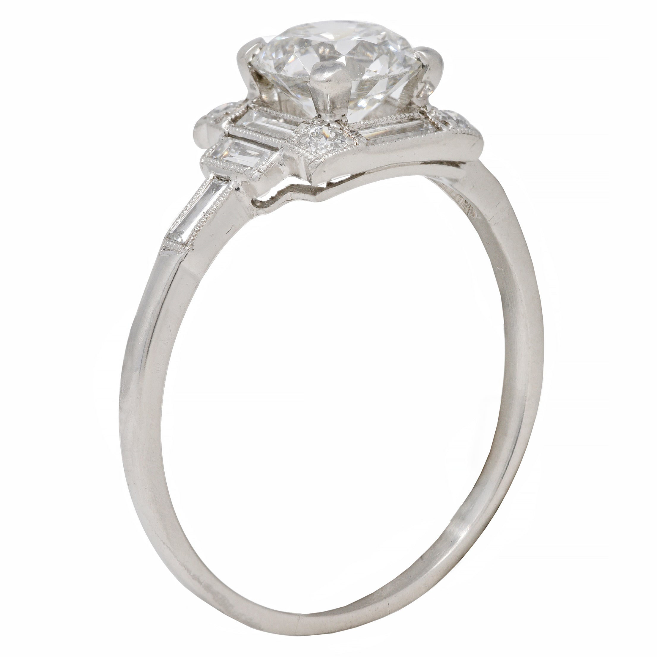 Art Deco 1.77 CTW Diamond Platinum Square Cluster Vintage Engagement Ring