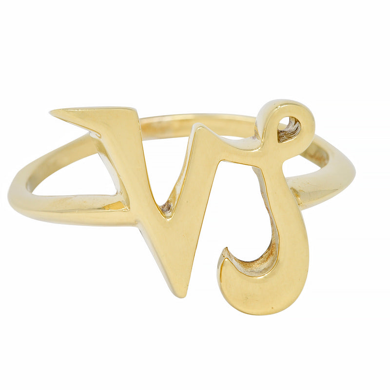 Cartier 1970's 18 Karat Yellow Gold Capricorn Zodiac Vintage Ring