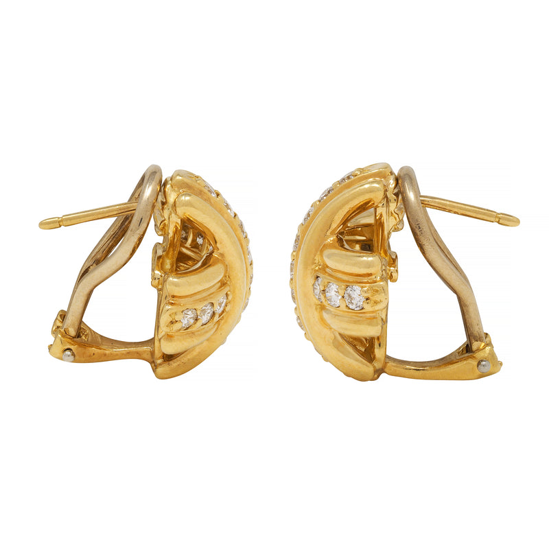 Tiffany & Co. 1990's 0.90 CTW Diamond 18 Karat Yellow Gold Signature X Earrings