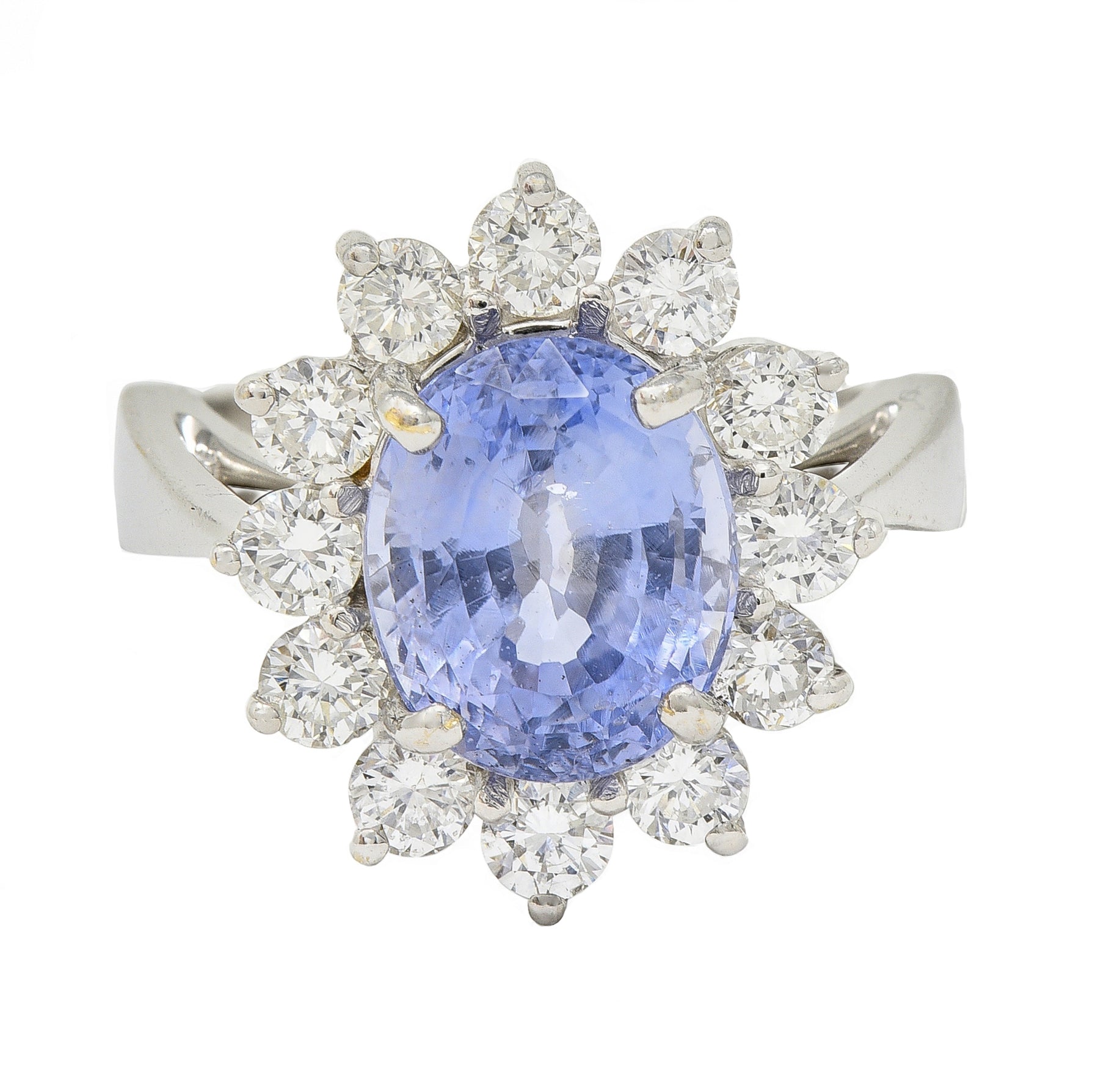 Mid-Century 4.99 CTW No Heat Sapphire Diamond 14 Karat Gold Vintage Ring GIA