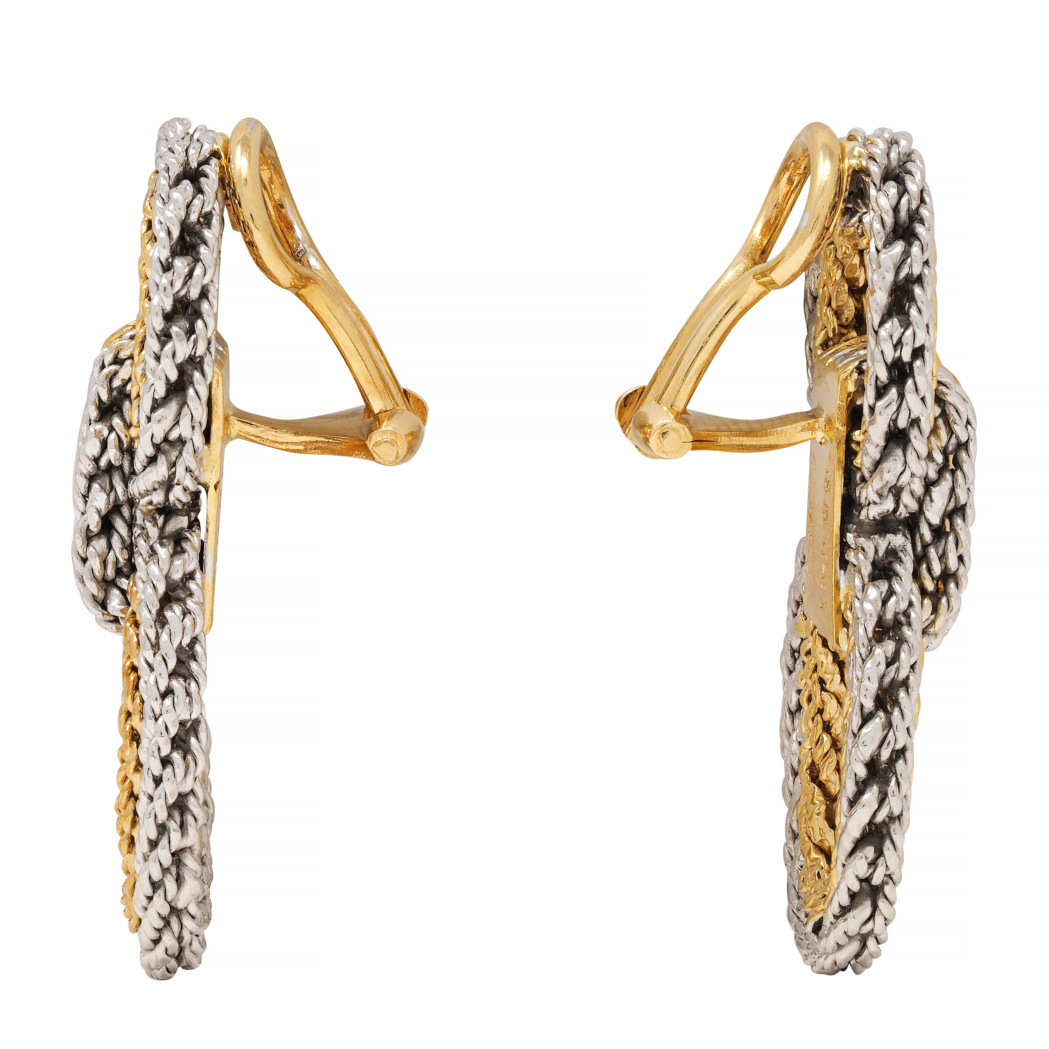 Tiffany & Co. 1960's 18 Karat Two-Tone Gold Twisted Rope Door-Knocker Ear-Clip