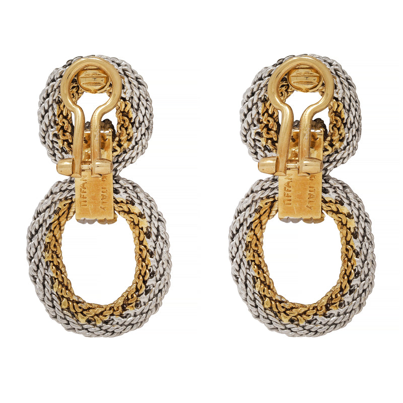 Tiffany & Co. 1960's 18 Karat Two-Tone Gold Twisted Rope Door-Knocker Ear-Clip