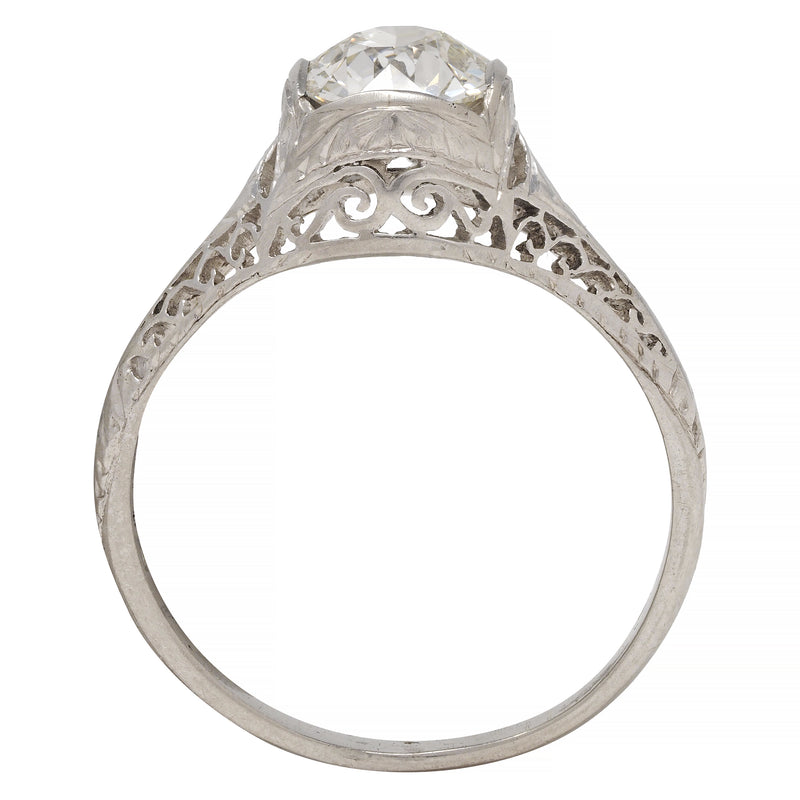Art Deco 1.17 CTW Diamond Platinum Arching Scroll Antique Engagement Ring