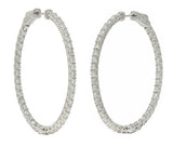 Contemporary 5.01 CTW Diamond 14 Karat White Gold Inside Outside Hoop Earring